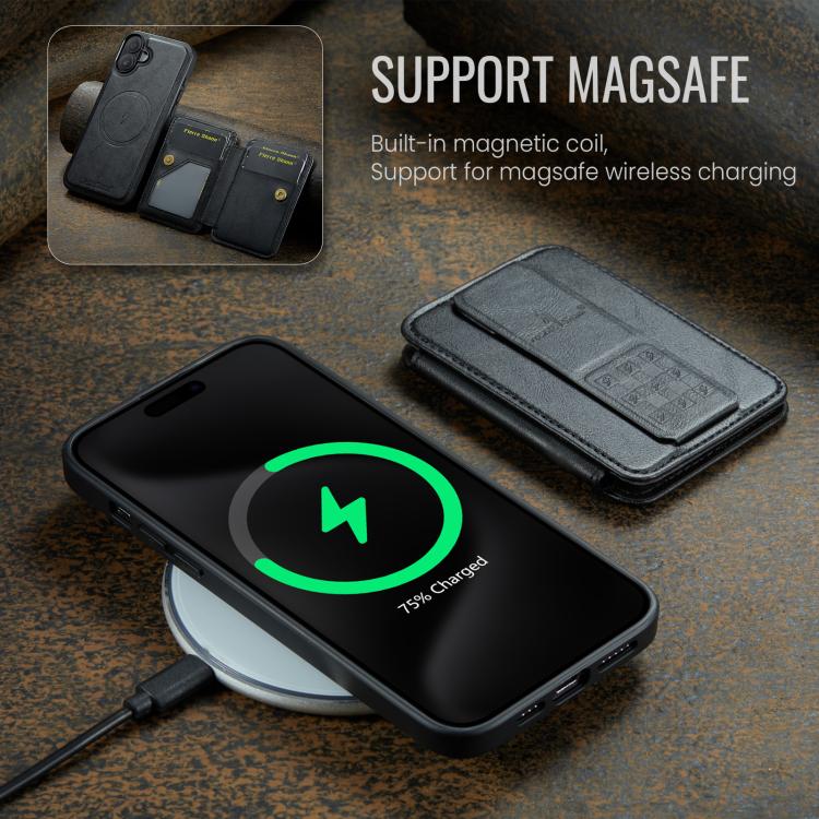 For iPhone 17 Fierre Shann Oil Wax Cow Leather Card Holder Back Phone Case(Black) - iPhone 17 Cases by FIERRE SHANN | Online Shopping UK | buy2fix