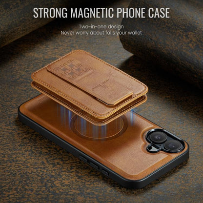 For iPhone 17 Fierre Shann Oil Wax Cow Leather Card Holder Back Phone Case(Brown) - iPhone 17 Cases by FIERRE SHANN | Online Shopping UK | buy2fix