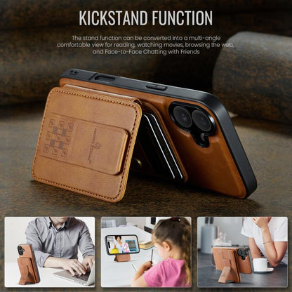 For iPhone 17 Fierre Shann Oil Wax Cow Leather Card Holder Back Phone Case(Brown) - iPhone 17 Cases by FIERRE SHANN | Online Shopping UK | buy2fix