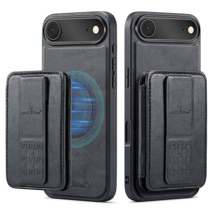 For iPhone 17 Air Fierre Shann Oil Wax Cow Leather Card Holder Back Phone Case(Black) - iPhone 17 Air Cases by FIERRE SHANN | Online Shopping UK | buy2fix