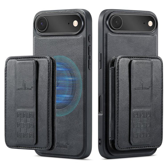 For iPhone 17 Air Fierre Shann Oil Wax Cow Leather Card Holder Back Phone Case(Black) - iPhone 17 Air Cases by FIERRE SHANN | Online Shopping UK | buy2fix