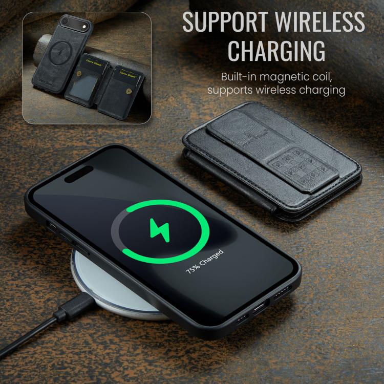 For iPhone 17 Air Fierre Shann Oil Wax Cow Leather Card Holder Back Phone Case(Black) - iPhone 17 Air Cases by FIERRE SHANN | Online Shopping UK | buy2fix