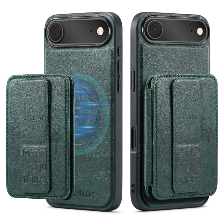 For iPhone Air Fierre Shann Oil Wax Cow Leather Card Holder Back Phone Case(Green) - iPhone Air Cases by FIERRE SHANN | Online Shopping UK | buy2fix