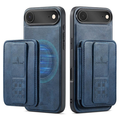 For iPhone 17 Air Fierre Shann Oil Wax Cow Leather Card Holder Back Phone Case(Blue) - iPhone 17 Air Cases by FIERRE SHANN | Online Shopping UK | buy2fix