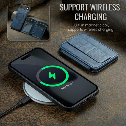 For iPhone 17 Air Fierre Shann Oil Wax Cow Leather Card Holder Back Phone Case(Blue) - iPhone 17 Air Cases by FIERRE SHANN | Online Shopping UK | buy2fix