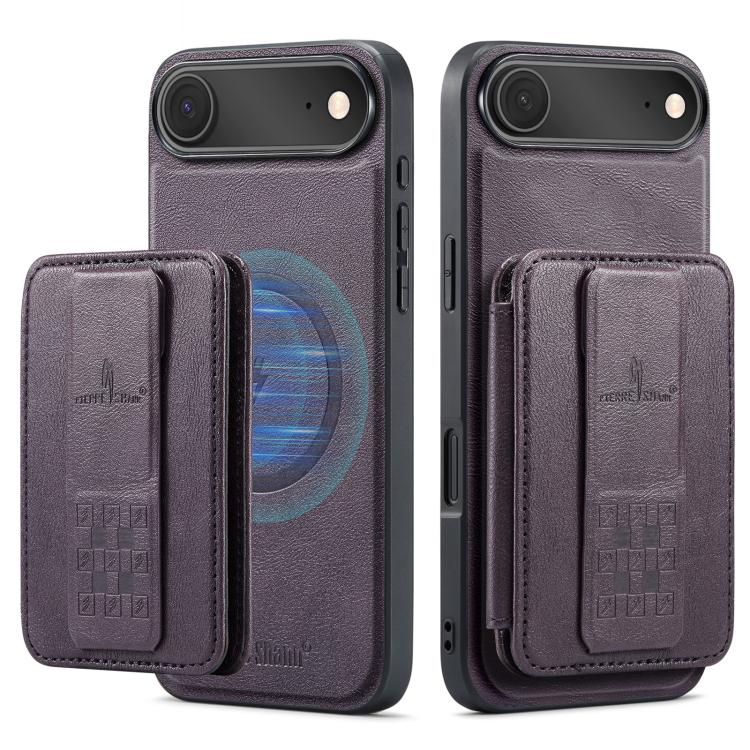 For iPhone Air Fierre Shann Oil Wax Cow Leather Card Holder Back Phone Case(Purple) - iPhone Air Cases by FIERRE SHANN | Online Shopping UK | buy2fix