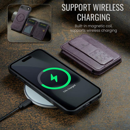 For iPhone Air Fierre Shann Oil Wax Cow Leather Card Holder Back Phone Case(Purple) - iPhone Air Cases by FIERRE SHANN | Online Shopping UK | buy2fix