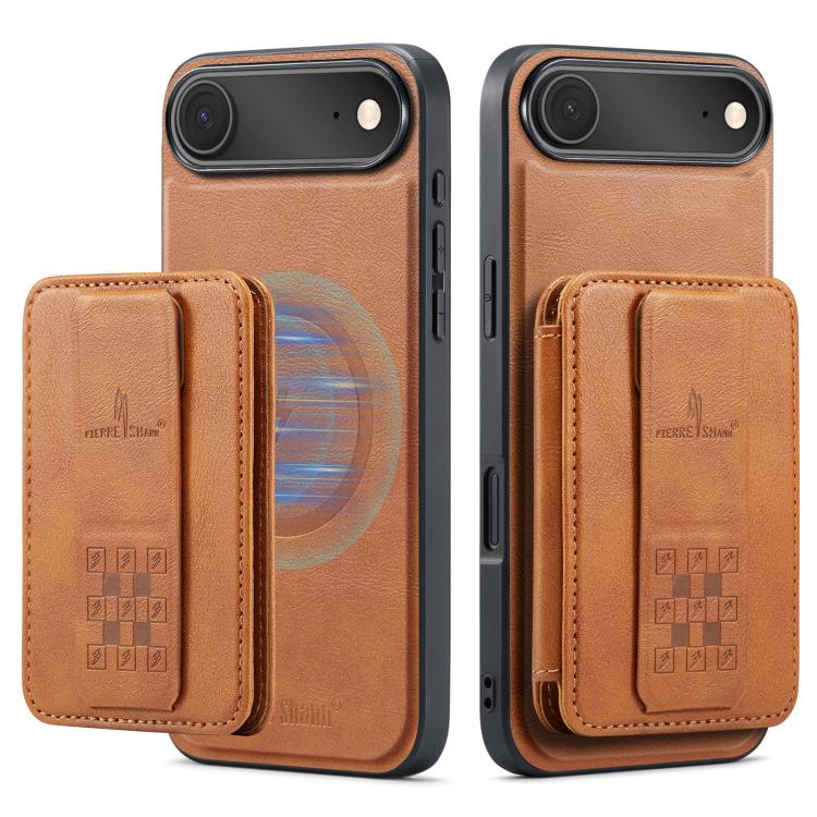 For iPhone 17 Air Fierre Shann Oil Wax Cow Leather Card Holder Back Phone Case(Brown) - iPhone 17 Air Cases by FIERRE SHANN | Online Shopping UK | buy2fix