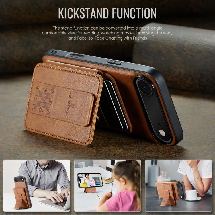 For iPhone 17 Air Fierre Shann Oil Wax Cow Leather Card Holder Back Phone Case(Brown) - iPhone 17 Air Cases by FIERRE SHANN | Online Shopping UK | buy2fix