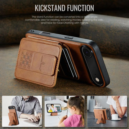 For iPhone 17 Air Fierre Shann Oil Wax Cow Leather Card Holder Back Phone Case(Brown) - iPhone 17 Air Cases by FIERRE SHANN | Online Shopping UK | buy2fix