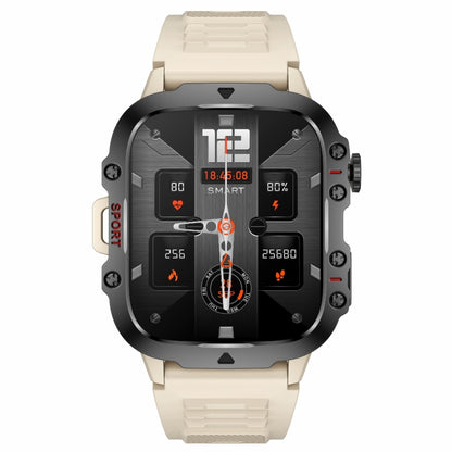 QX11 1.96 inch BT5.2 Smart Sport Watch, Support Bluetooth Call / Sleep / Blood Oxygen / Heart Rate / Blood Pressure Health Monitor(Beige) by buy2fix