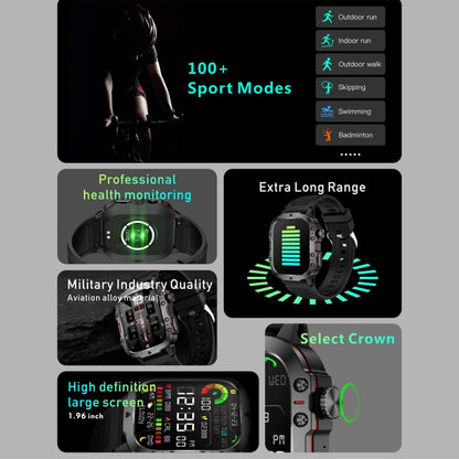 QX11 1.96 inch BT5.2 Smart Sport Watch, Support Bluetooth Call / Sleep / Blood Oxygen / Heart Rate / Blood Pressure Health Monitor(Black) by buy2fix