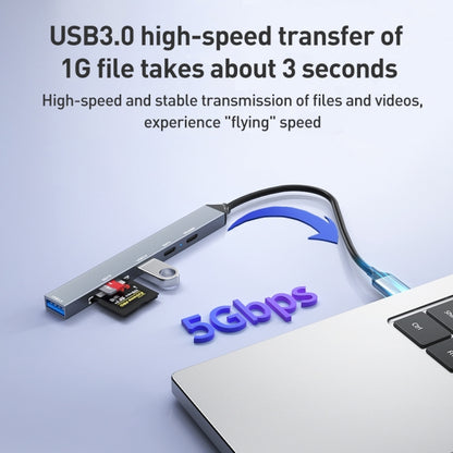 ADS-807 PD100 6 in 1 Type-C to PD100W + USB3.0 + USB2.0 + SD/TF HUB Docking Station(Space Grey) by buy2fix