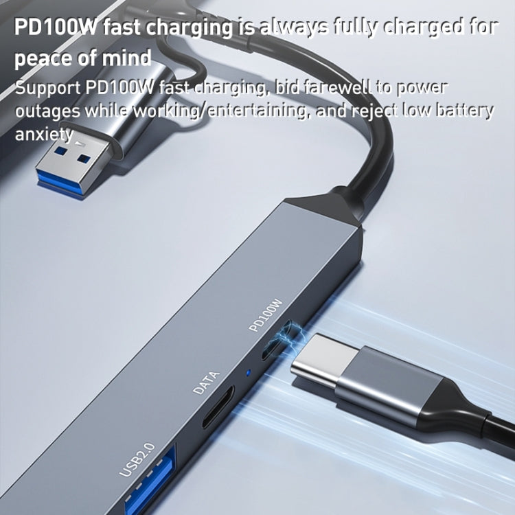 ADS-807D 6 in 1 USB + Type-C to PD100W + USB3.0/2.0 + SD/TF HUB Docking Station(Space Grey) by buy2fix