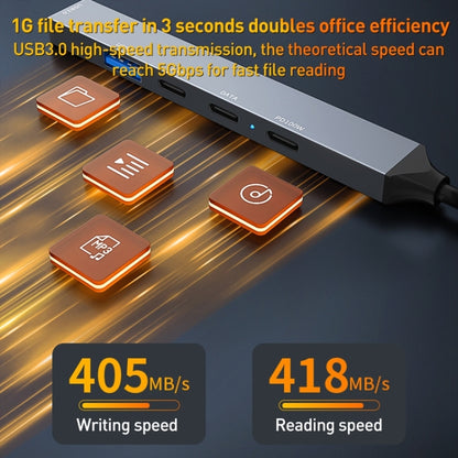 ADS-809D 5 in 1 USB + Type-C to PD100W + USB3.0/2.0 + Type-C HUB Docking Station(Space Grey) by buy2fix