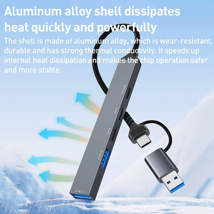 ADS-809D 5 in 1 USB + Type-C to PD100W + USB3.0/2.0 + Type-C HUB Docking Station(Space Grey) by buy2fix