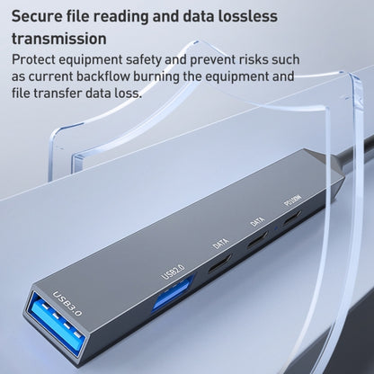 ADS-809D 5 in 1 USB + Type-C to PD100W + USB3.0/2.0 + Type-C HUB Docking Station(Space Grey) by buy2fix