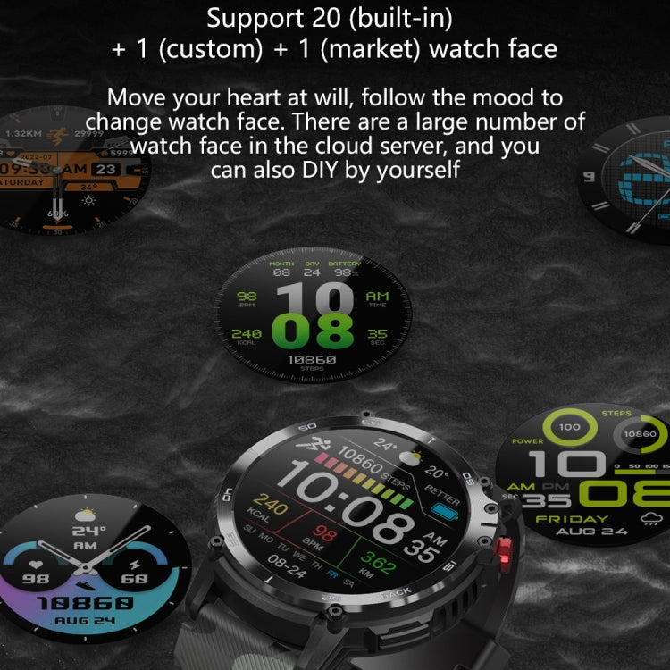 C22 1.6 inch Round Screen Bluetooth Smart Watch, Support Health Monitoring & 24 Sports Modes(Black) by buy2fix