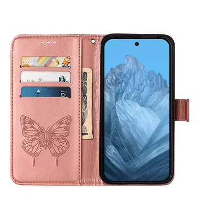 For Google Pixel 9 Embossed Butterfly Leather Phone Case(Rose Gold) by buy2fix