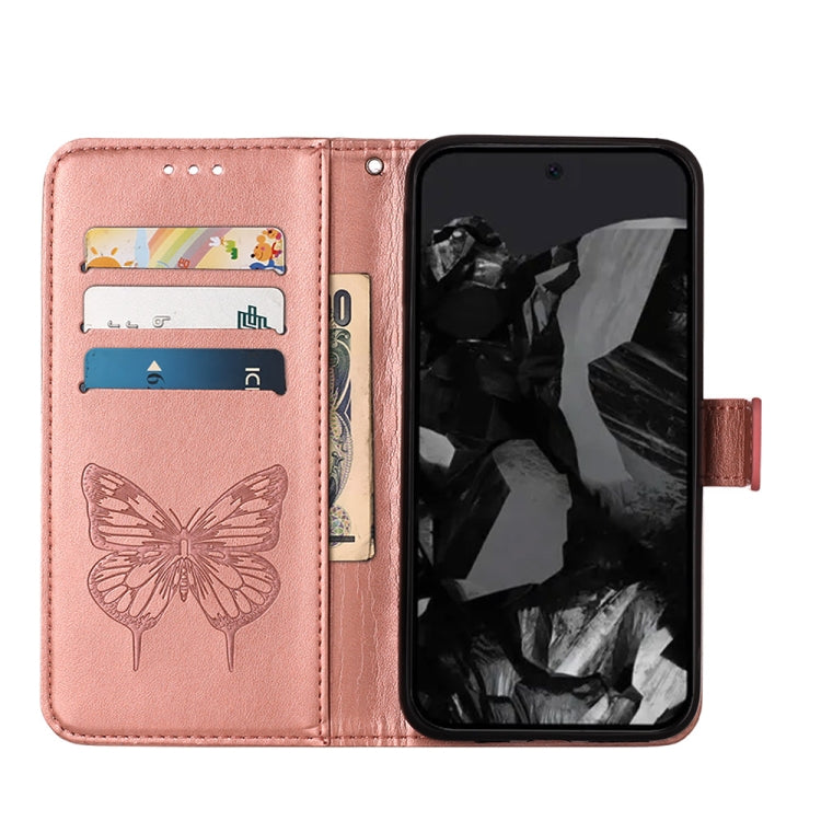 For Google Pixel 9 Pro Embossed Butterfly Leather Phone Case(Rose Gold) by buy2fix