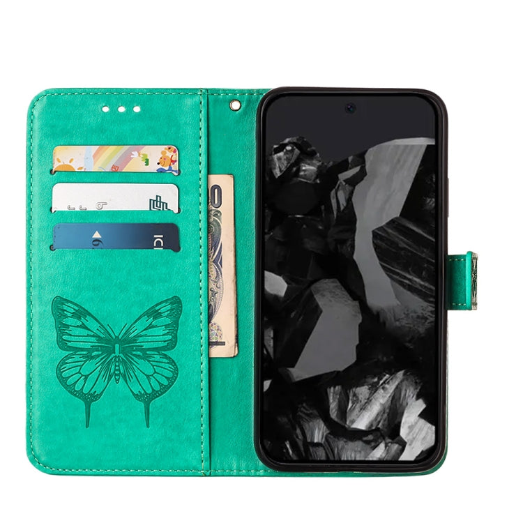 For Google Pixel 9 Pro Embossed Butterfly Leather Phone Case(Green) by buy2fix