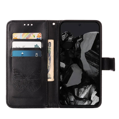 For Google Pixel 9 Pro Embossed Butterfly Leather Phone Case(Black) by buy2fix