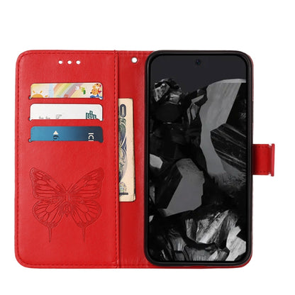 For Google Pixel 9 Pro Embossed Butterfly Leather Phone Case(Red) by buy2fix