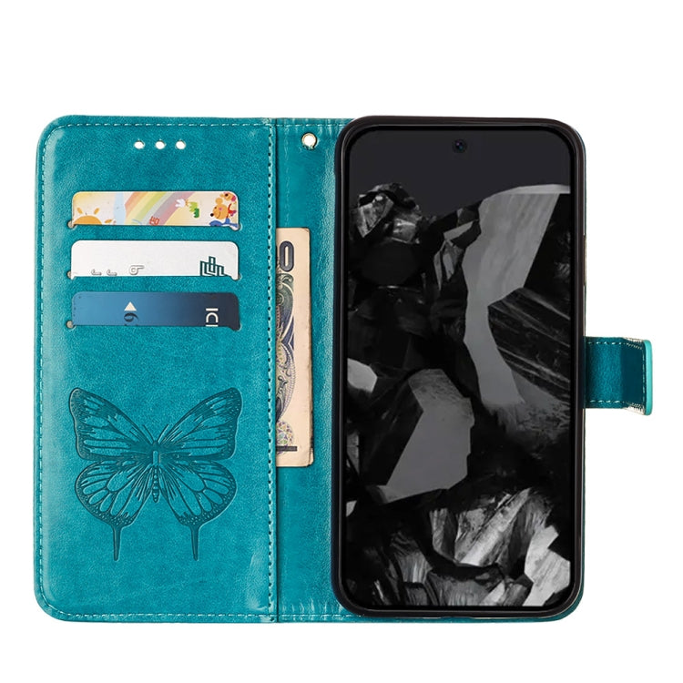 For Google Pixel 9 Pro Embossed Butterfly Leather Phone Case(Blue) by buy2fix