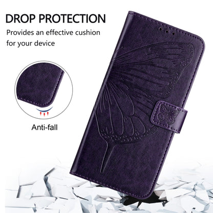 For Google Pixel 9 Pro XL Embossed Butterfly Leather Phone Case(Dark Purple) by buy2fix