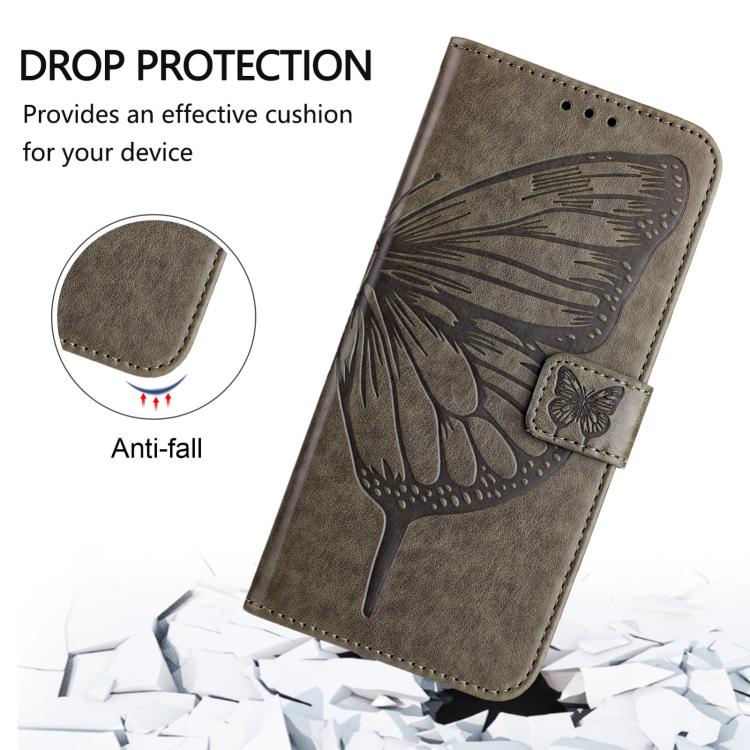 For Google Pixel 10 / 10 Pro+ Embossed Butterfly Leather Phone Case(Grey) - Google Cases by buy2fix | Online Shopping UK | buy2fix