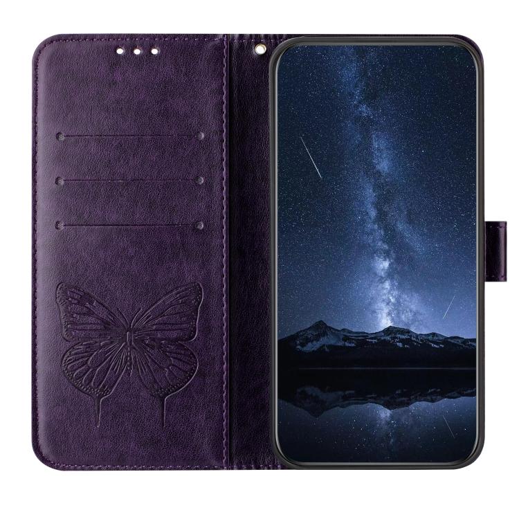 For Google Pixel 10 / 10 Pro+ Embossed Butterfly Leather Phone Case(Dark Purple) - Google Cases by buy2fix | Online Shopping UK | buy2fix