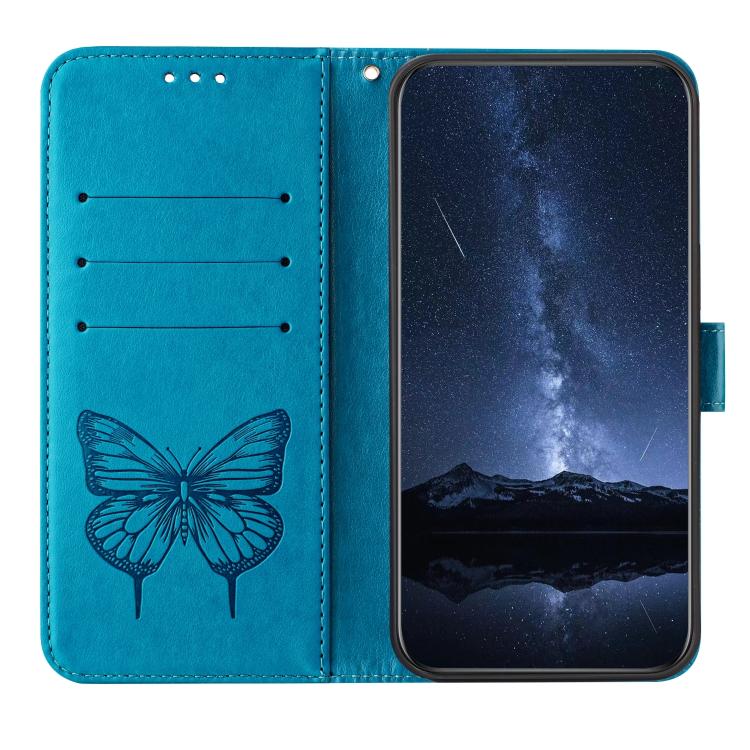 For Google Pixel 10 / 10 Pro+ Embossed Butterfly Leather Phone Case(Blue) - Google Cases by buy2fix | Online Shopping UK | buy2fix