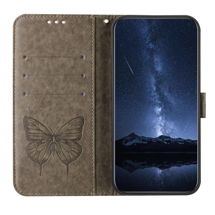 For Google Pixel 10 Pro XL Embossed Butterfly Leather Phone Case(Grey) - Google Cases by buy2fix | Online Shopping UK | buy2fix