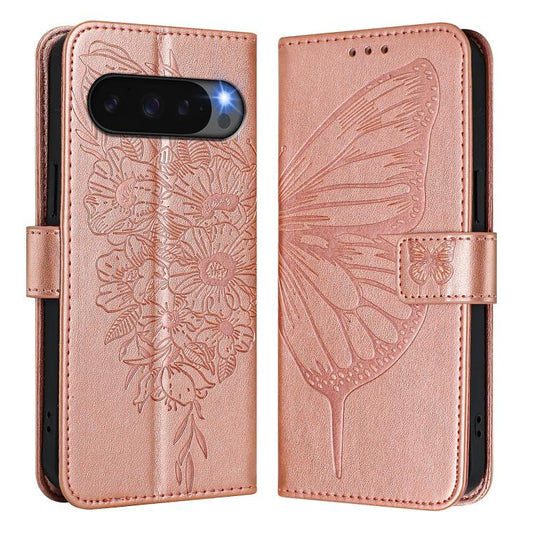 For Google Pixel 10 Pro XL Embossed Butterfly Leather Phone Case(Rose Gold) - Google Cases by buy2fix | Online Shopping UK | buy2fix