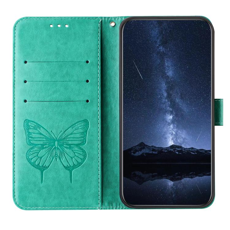 For Google Pixel 10 Pro XL Embossed Butterfly Leather Phone Case(Green) - Google Cases by buy2fix | Online Shopping UK | buy2fix