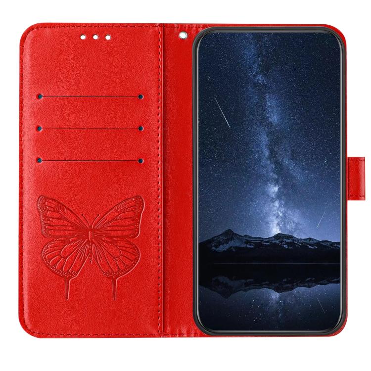 For Google Pixel 10 Pro XL Embossed Butterfly Leather Phone Case(Red) - Google Cases by buy2fix | Online Shopping UK | buy2fix