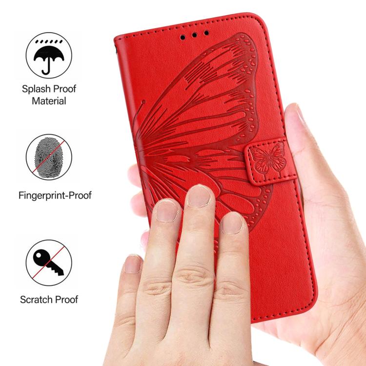 For Google Pixel 10 Pro XL Embossed Butterfly Leather Phone Case(Red) - Google Cases by buy2fix | Online Shopping UK | buy2fix