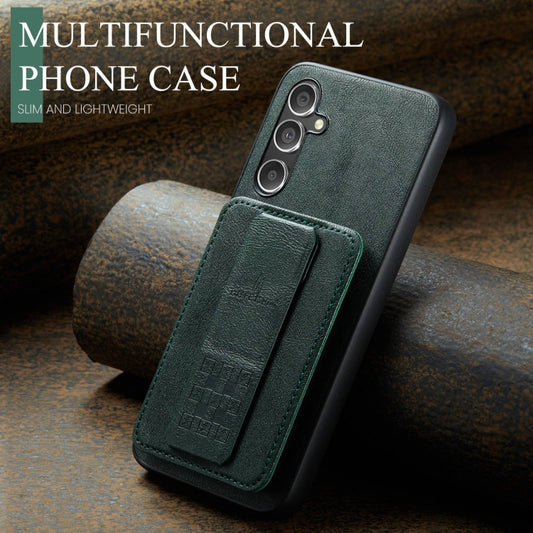 For Samsung Galaxy S24+ 5G Fierre Shann Oil Wax Cow Leather Card Holder Back Phone Case(Green) - Galaxy S24+ 5G Cases by FIERRE SHANN | Online Shopping UK | buy2fix