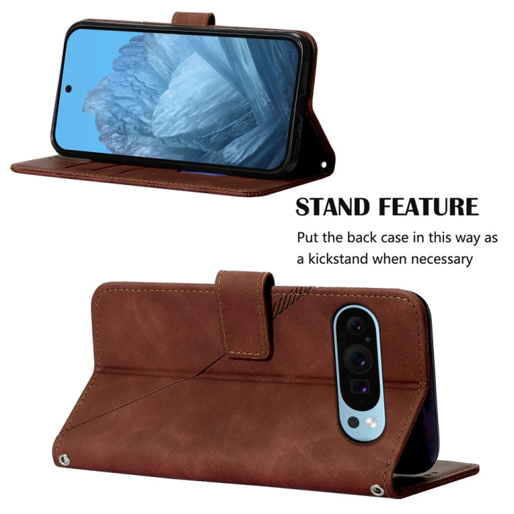 For Google Pixel 9 Crossbody 3D Embossed Flip Leather Phone Case(Brown) by buy2fix