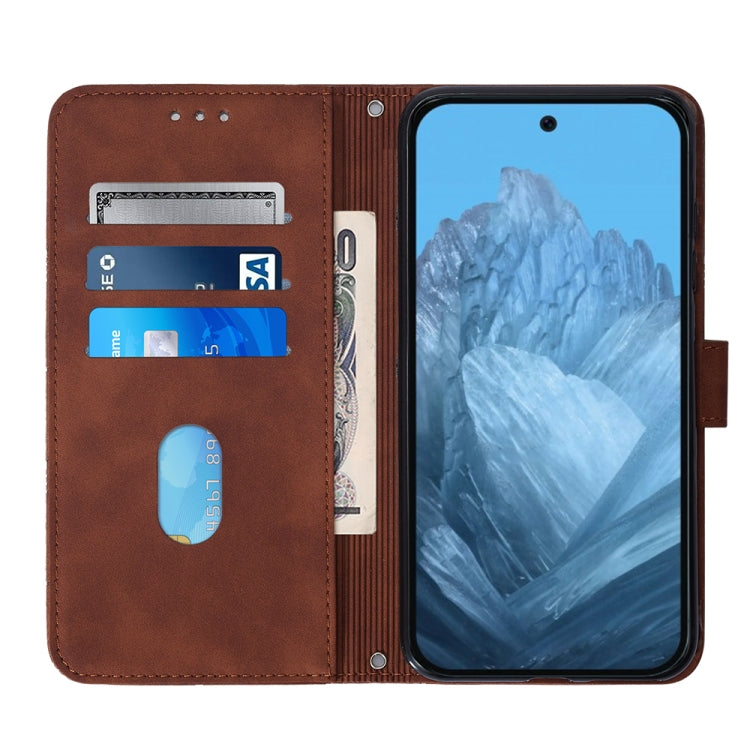 For Google Pixel 9 Crossbody 3D Embossed Flip Leather Phone Case(Brown) by buy2fix
