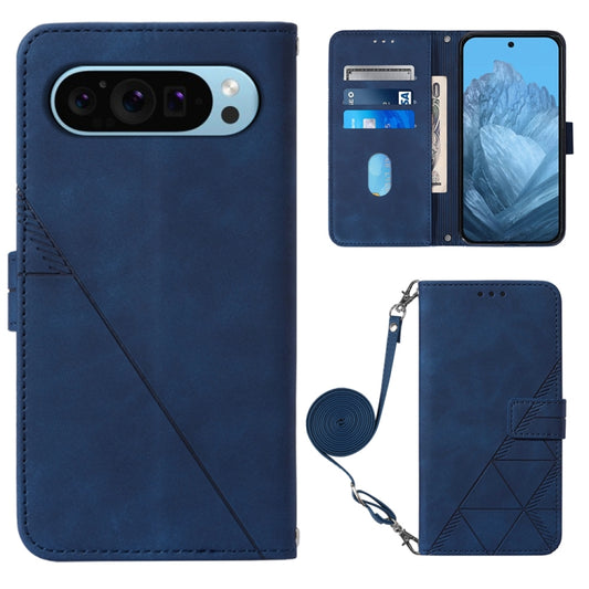 For Google Pixel 9 Crossbody 3D Embossed Flip Leather Phone Case(Blue) by buy2fix