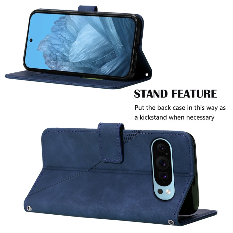 For Google Pixel 9 Crossbody 3D Embossed Flip Leather Phone Case(Blue) by buy2fix