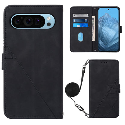 For Google Pixel 9 Crossbody 3D Embossed Flip Leather Phone Case(Black) by buy2fix