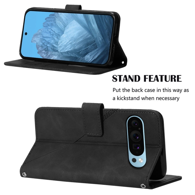 For Google Pixel 9 Crossbody 3D Embossed Flip Leather Phone Case(Black) by buy2fix