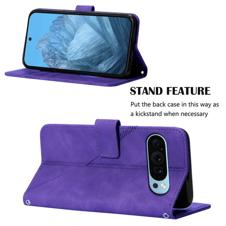 For Google Pixel 9 Crossbody 3D Embossed Flip Leather Phone Case(Purple) by buy2fix