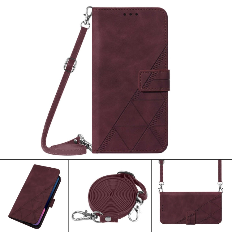 For Google Pixel 9 Crossbody 3D Embossed Flip Leather Phone Case(Wine Red) by buy2fix