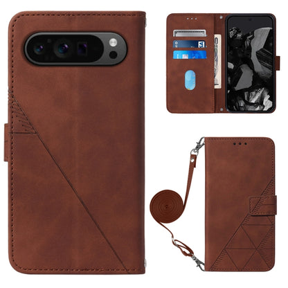 For Google Pixel 9 Pro Crossbody 3D Embossed Flip Leather Phone Case(Brown) by buy2fix