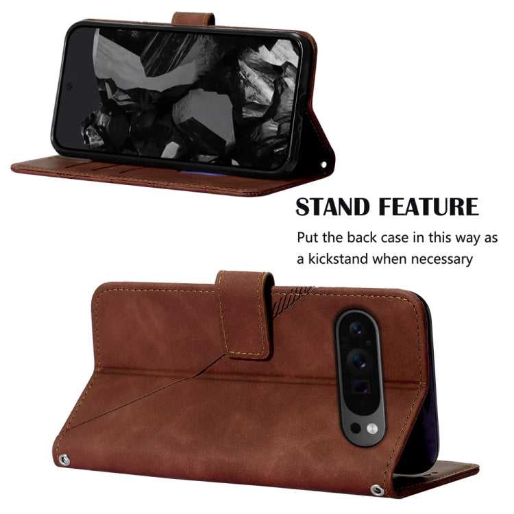 For Google Pixel 9 Pro Crossbody 3D Embossed Flip Leather Phone Case(Brown) by buy2fix