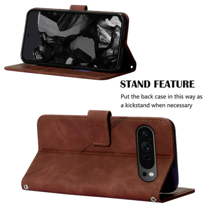For Google Pixel 9 Pro Crossbody 3D Embossed Flip Leather Phone Case(Brown) by buy2fix