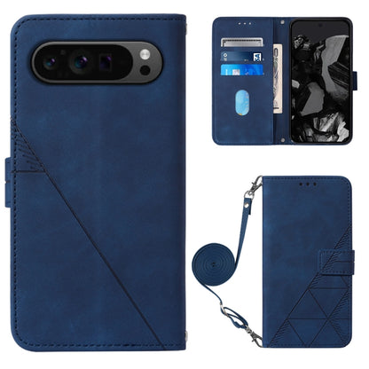 For Google Pixel 9 Pro Crossbody 3D Embossed Flip Leather Phone Case(Blue) by buy2fix